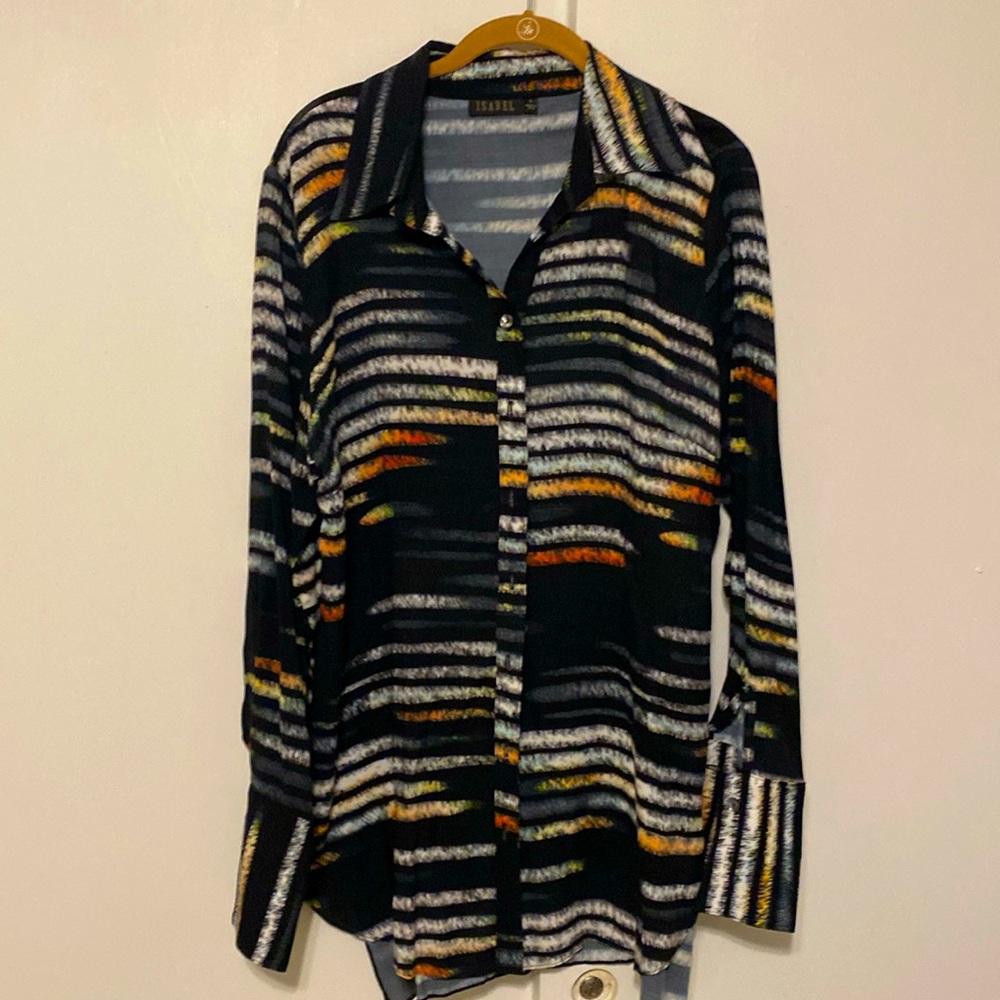 Striped Button-down with Cuff Sleeves